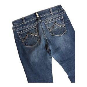Ariat REAL Denim Womens 32R Bootcut Jeans Dark Wash Rhinestone 10011683 Blue